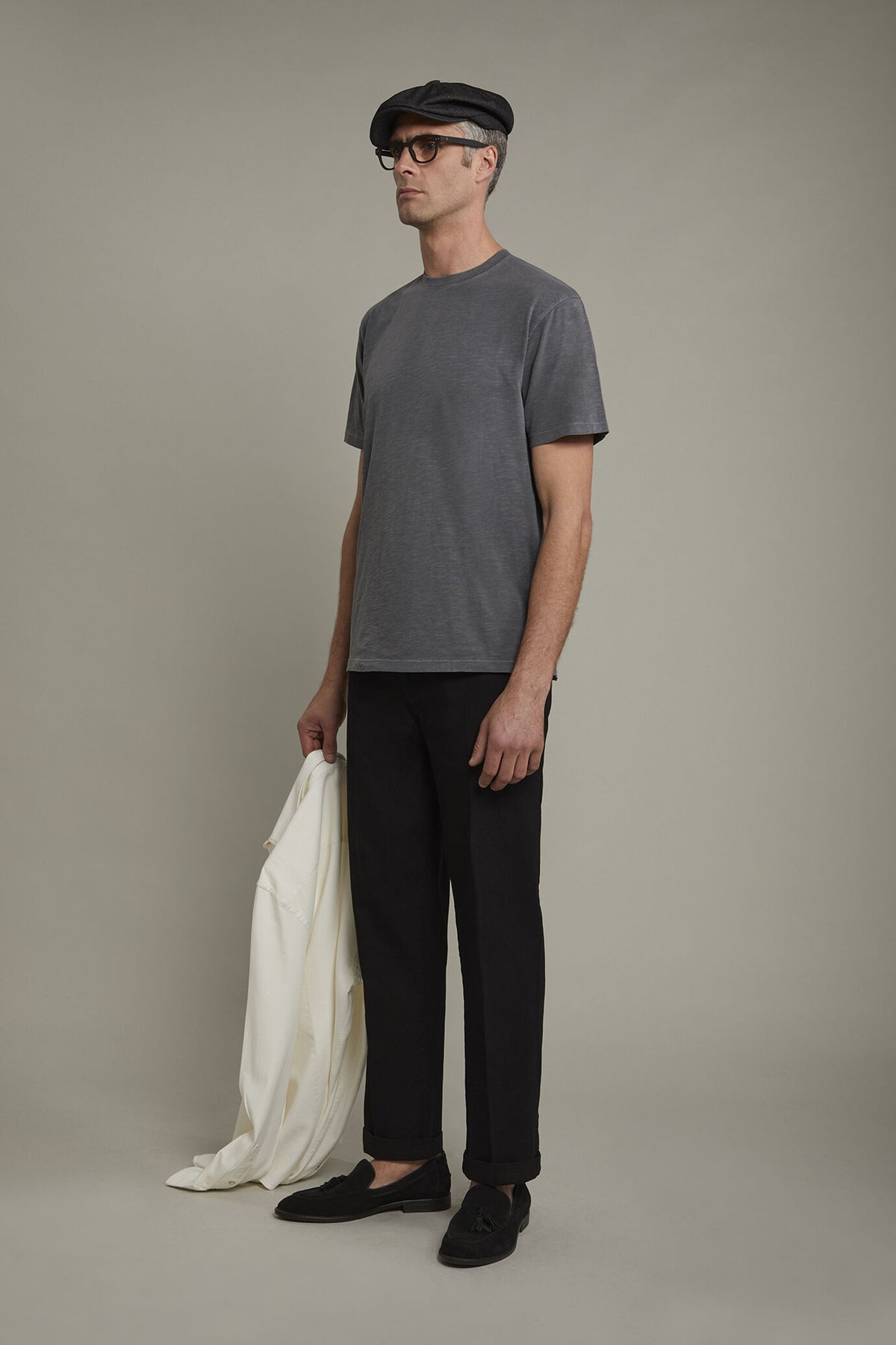 Men's round neck t-shirt 100% cotton flamed effect regular fit