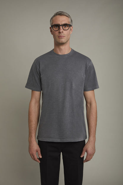 Men's round neck t-shirt 100% cotton flamed effect regular fit