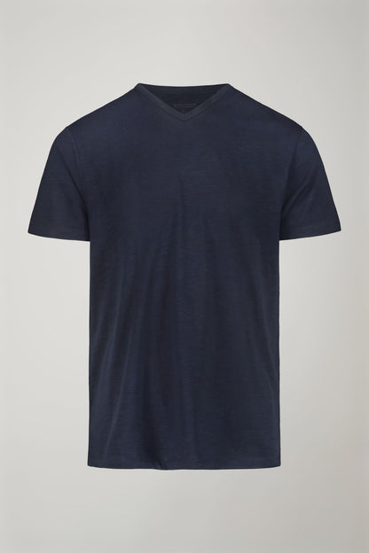 Men’s v-neck t-shirt 100% cotton flamed effect regular fit