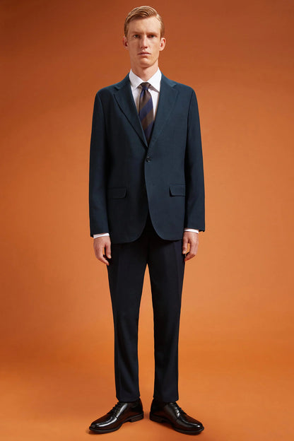 Men's regular fit single-breasted suit in birdseye fabric