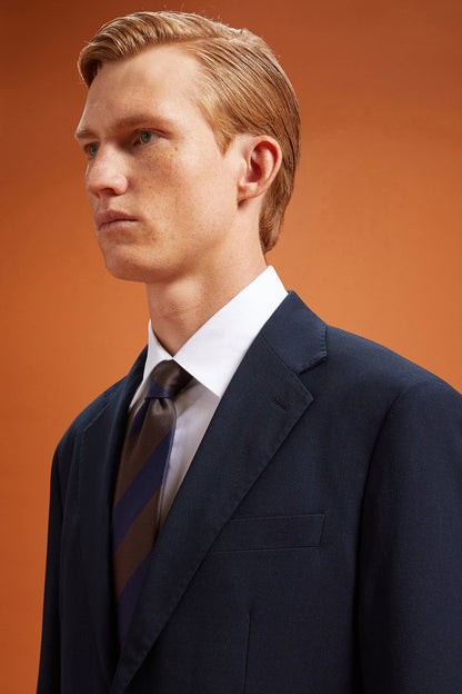 Men's regular fit single-breasted suit in birdseye fabric