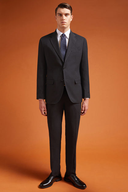 Men's regular fit single-breasted suit in birdseye fabric