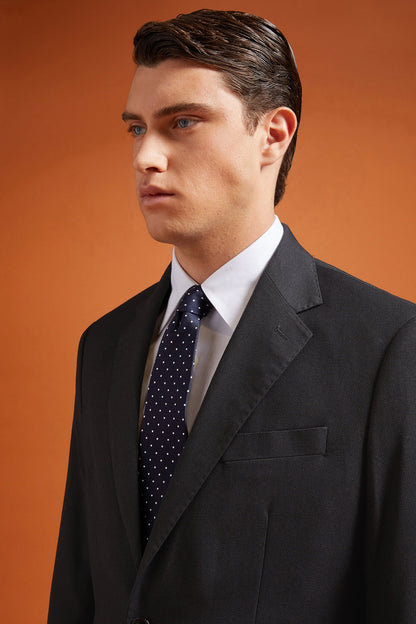 Men's regular fit single-breasted suit in birdseye fabric