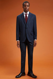 Men's regular fit single-breasted suit in wool blend fabric