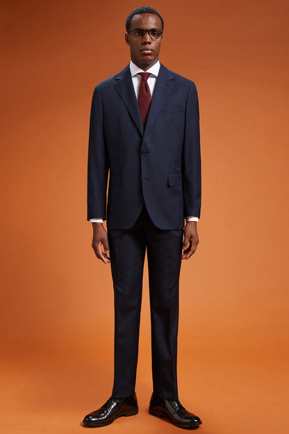 Men's regular fit single-breasted suit in wool blend fabric