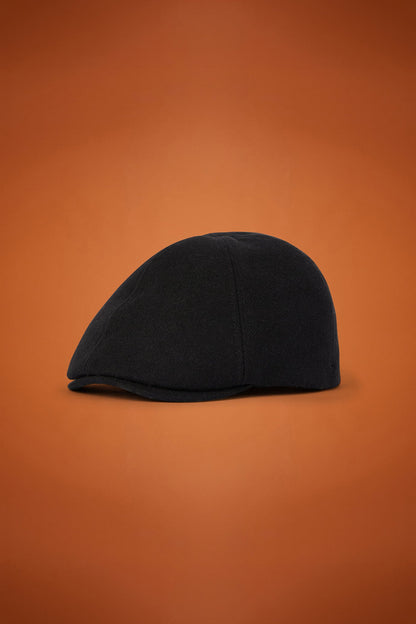 Men's flat cap in wool blend cavalry fabric