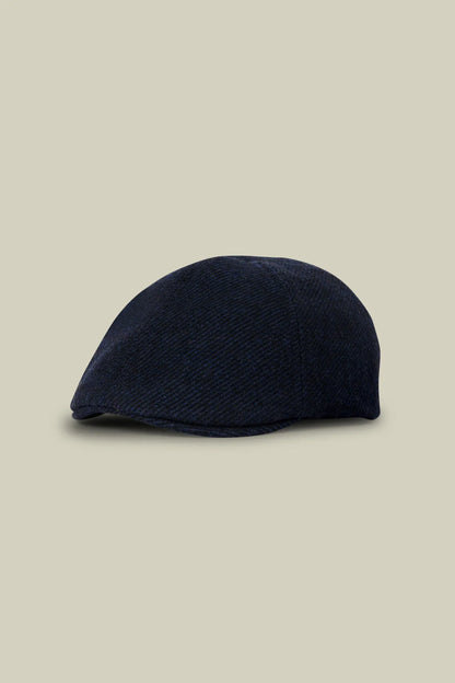 Men's flat cap in wool blend cavalry fabric