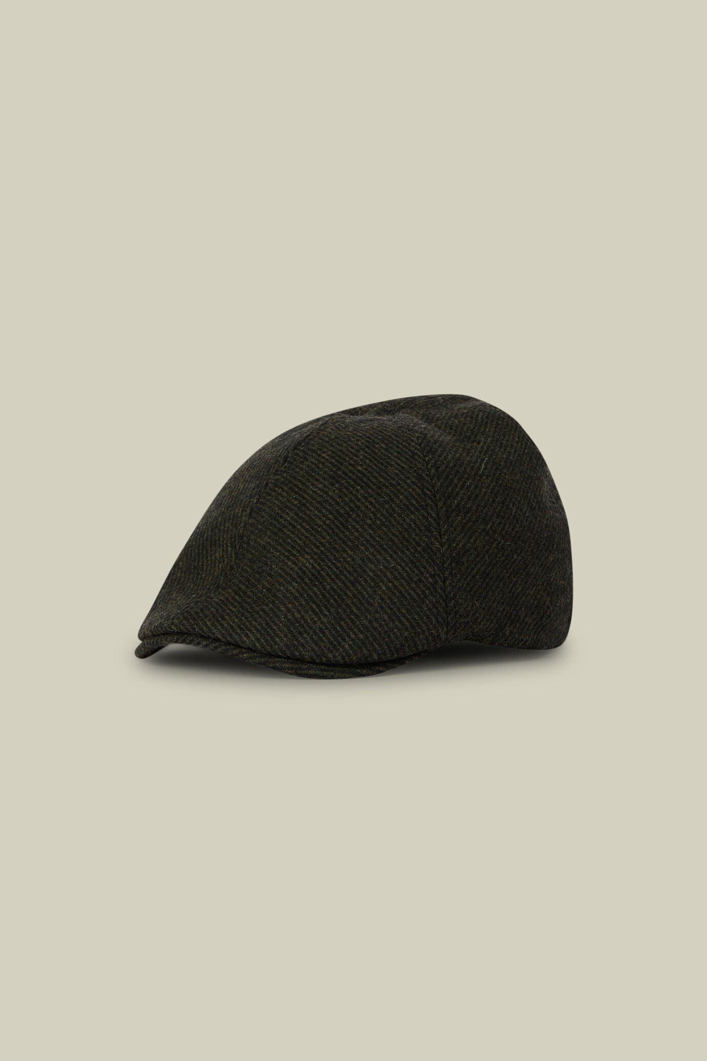 Men's flat cap in wool blend cavalry fabric