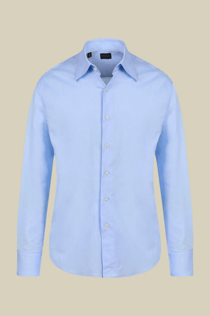 Men's regular fit classic shirt in 100% cotton herringbone fabric with a classic collar