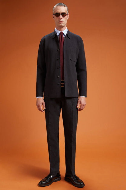 Men's regular fit classic shirt in 100% cotton herringbone fabric with a classic collar