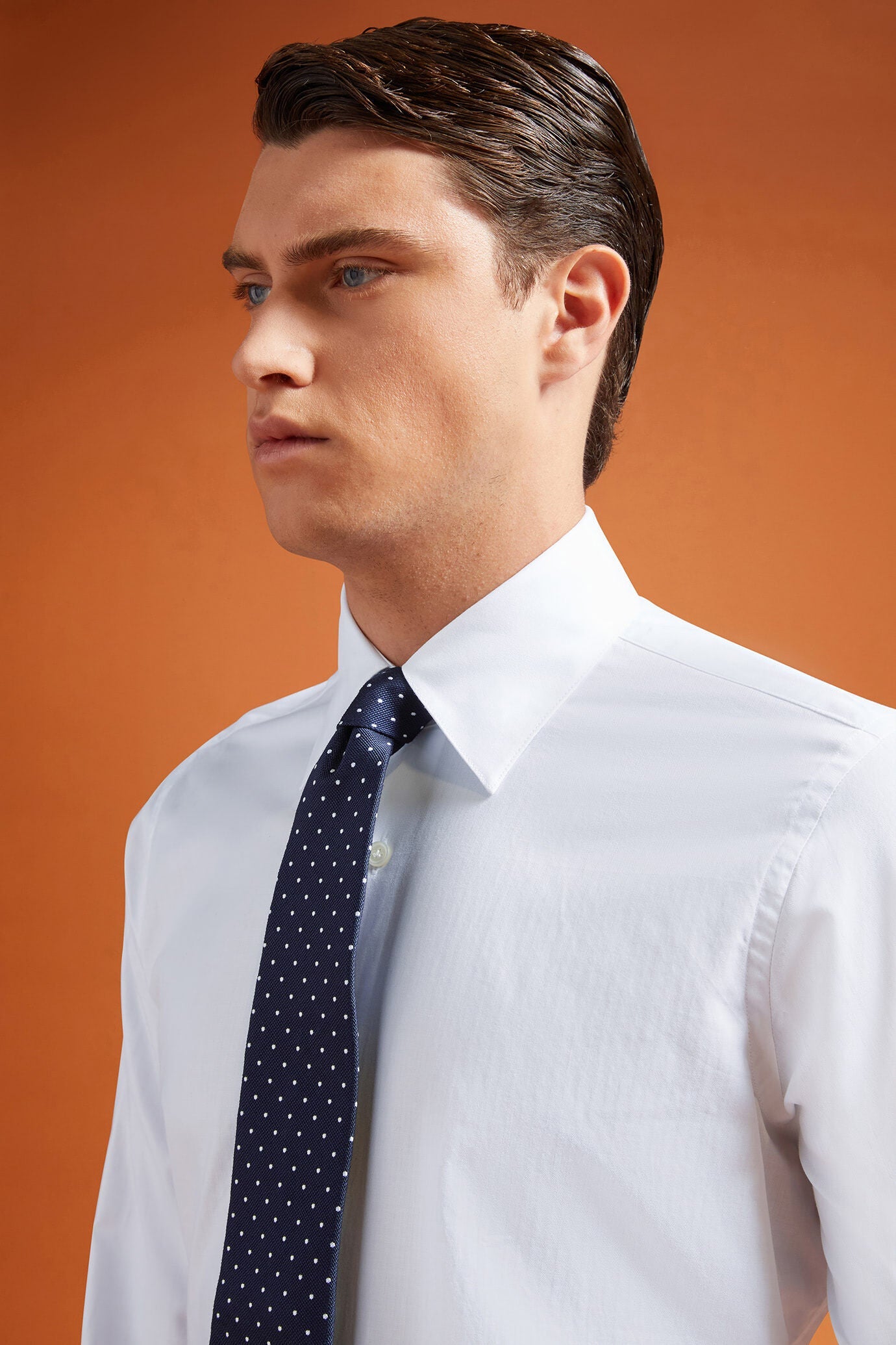 Men's regular fit classic shirt in 100% cotton herringbone fabric with a classic collar
