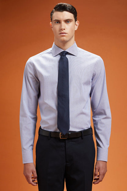Men's regular fit classic shirt in yarn-dyed striped cotton with a classic collar