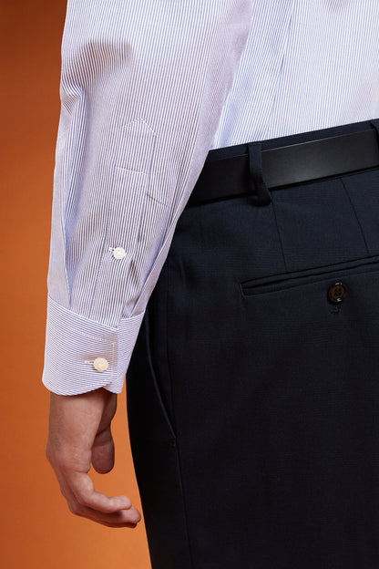 Men's regular fit classic shirt in yarn-dyed striped cotton with a classic collar