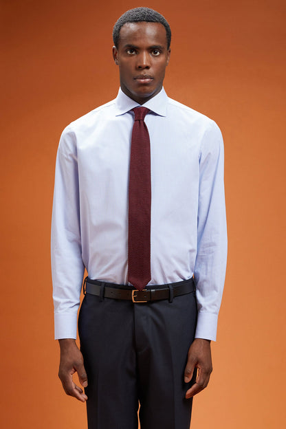 Men's regular fit classic shirt in yarn-dyed striped cotton with a classic collar