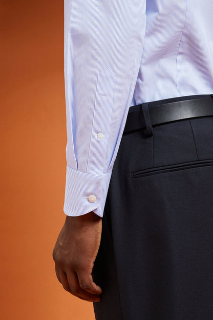 Men's regular fit classic shirt in yarn-dyed striped cotton with a classic collar
