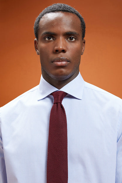 Men's regular fit classic shirt in yarn-dyed striped cotton with a classic collar