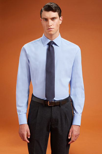 Men's regular fit classic shirt in 100% yarn-dyed micro houndstooth cotton with a classic collar