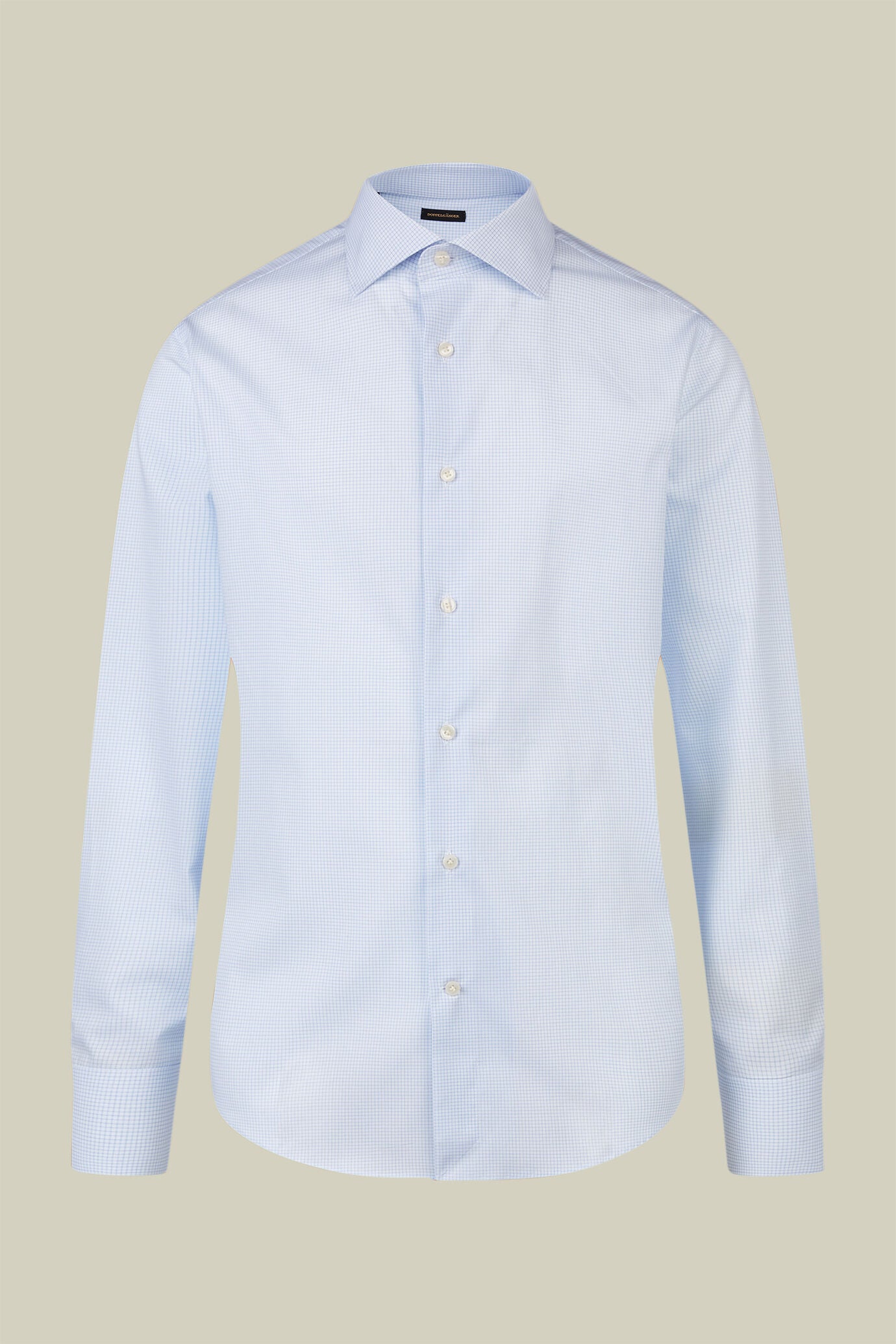 Men's regular fit classic shirt in 100% yarn-dyed micro houndstooth cotton with a classic collar in Blue by Doppelganger, Italian Classic;Basic;Timeless made from Composition: 97% Cotton 3% Elastane
Mood: Business, Party-Night
Type: Classic Collar, Yarn-dyed fabric, Pied De Poule Micro Fabric
Season: Fall Winter 24-25
Gender: Men
Material: Cotton
Style: Classic, Basic, Timeless
Fit: Regular