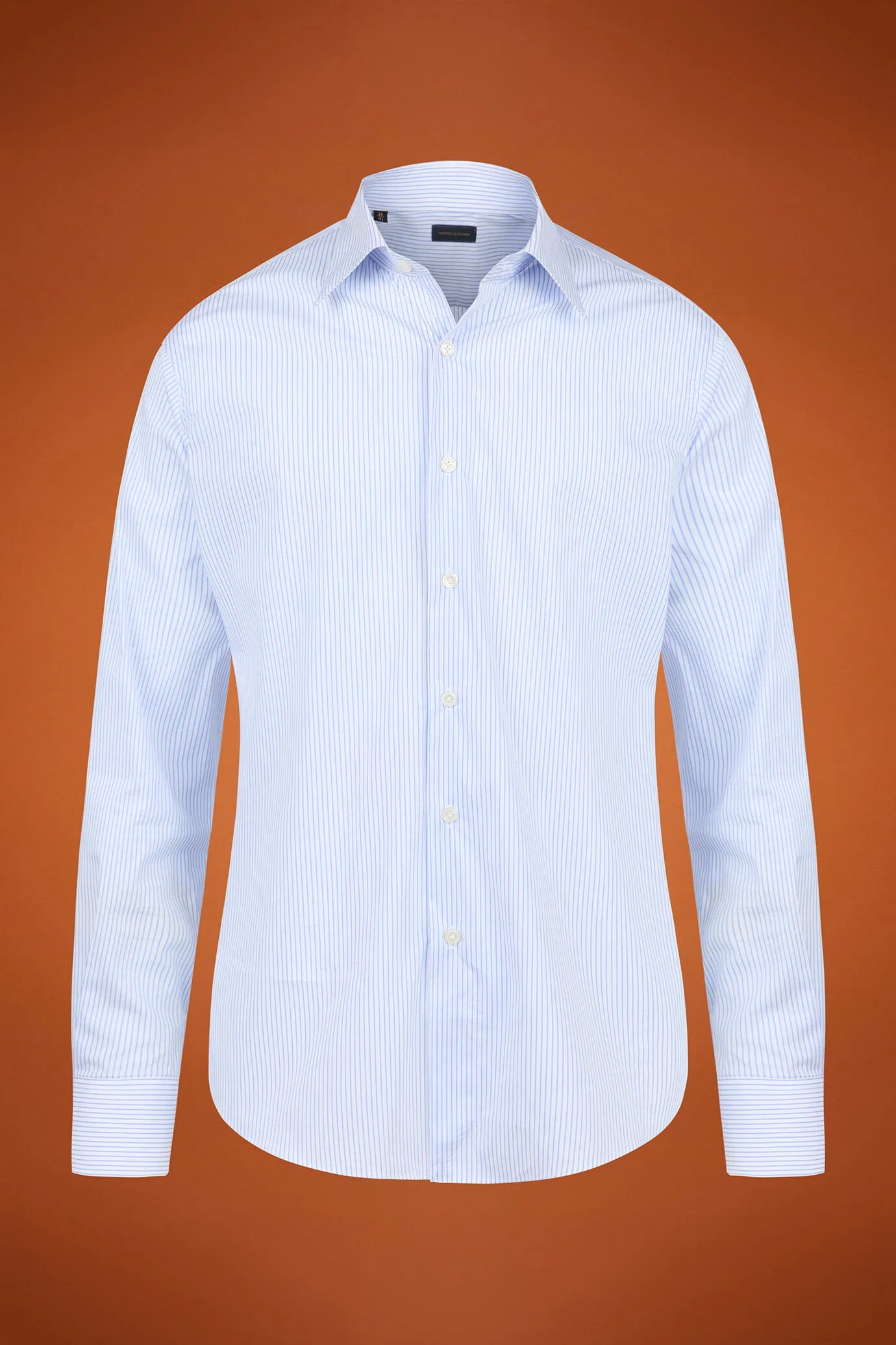 Men's regular fit classic shirt in yarn-dyed technical fabric with a classic collar