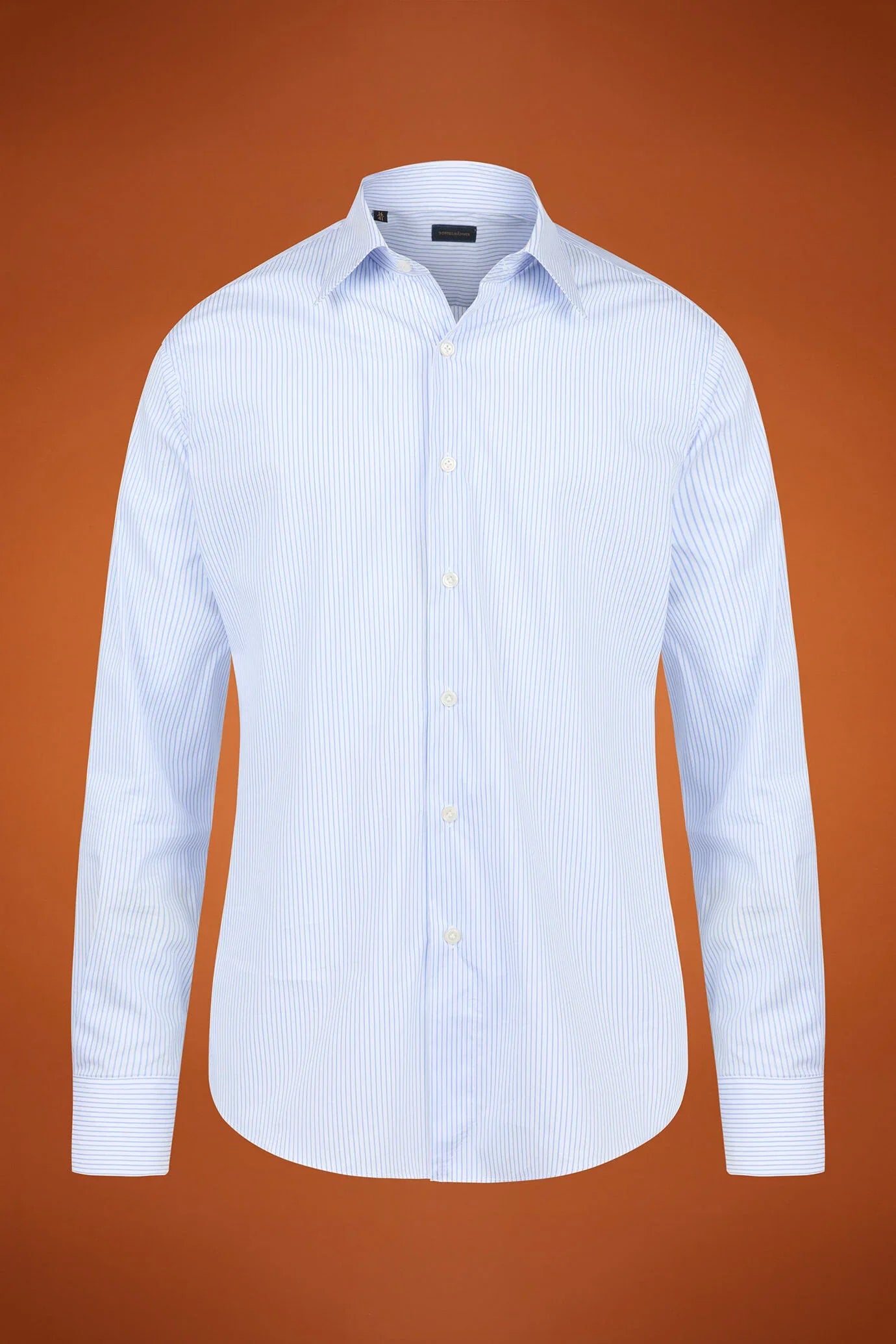 Men's regular fit classic shirt in yarn-dyed technical fabric with a classic collar
