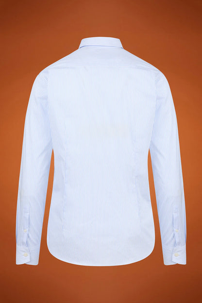 Men's regular fit classic shirt in yarn-dyed technical fabric with a classic collar