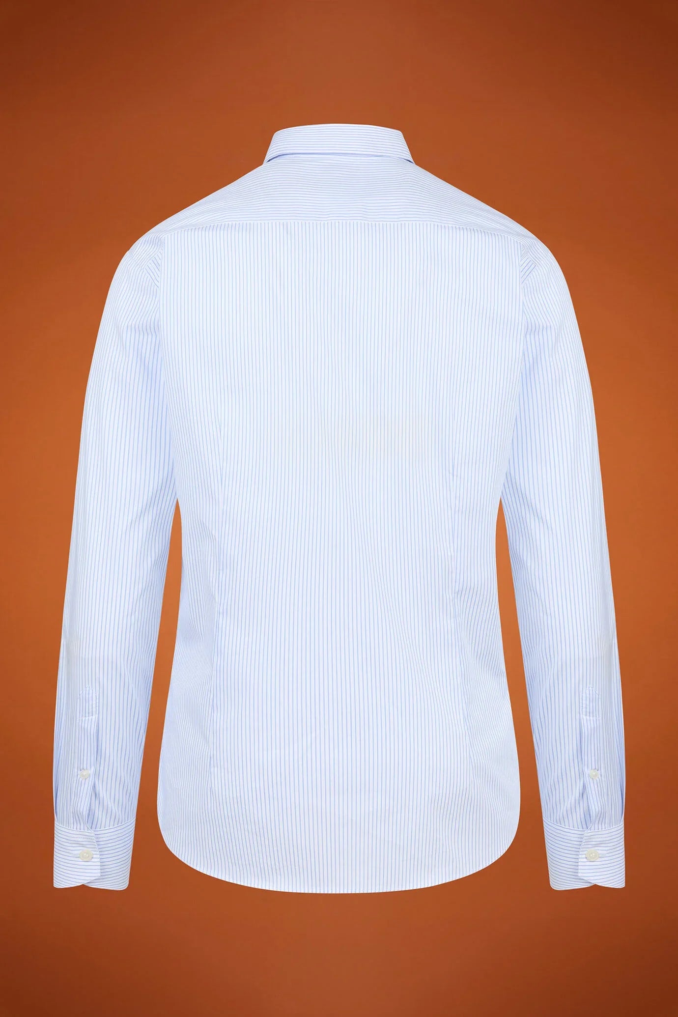 Men's regular fit classic shirt in yarn-dyed technical fabric with a classic collar