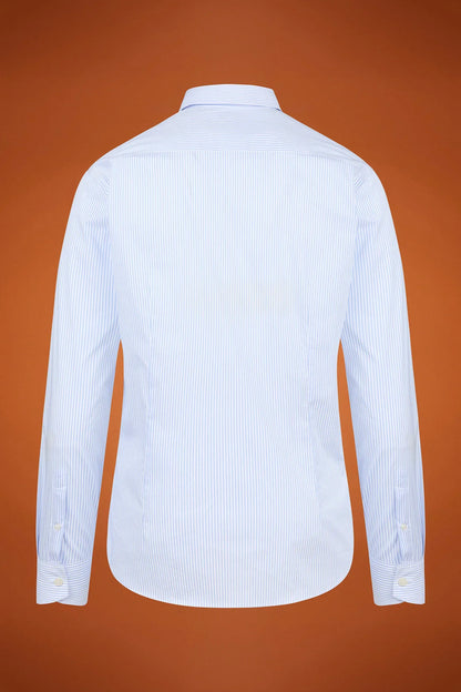 Men's regular fit classic shirt in yarn-dyed technical fabric with a classic collar