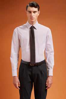 Men's regular fit classic shirt in yarn-dyed technical fabric with a classic collar
