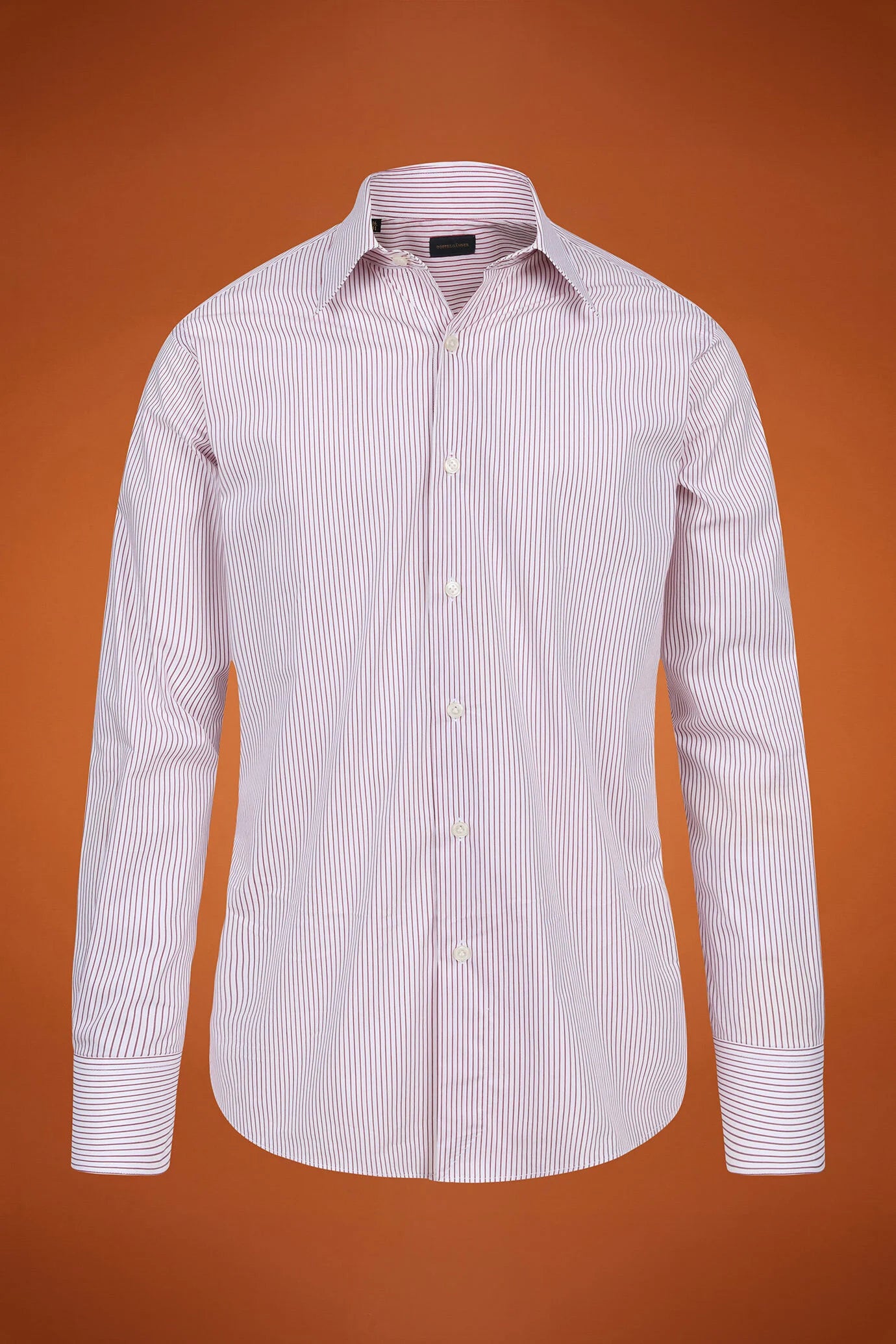 Men's regular fit classic shirt in yarn-dyed technical fabric with a classic collar