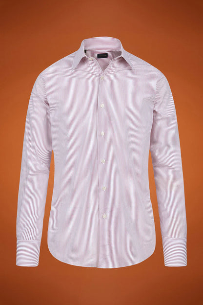 Men's regular fit classic shirt in yarn-dyed technical fabric with a classic collar