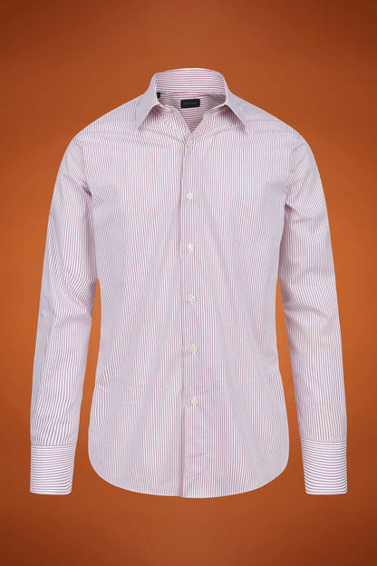 Men's regular fit classic shirt in yarn-dyed technical fabric with a classic collar