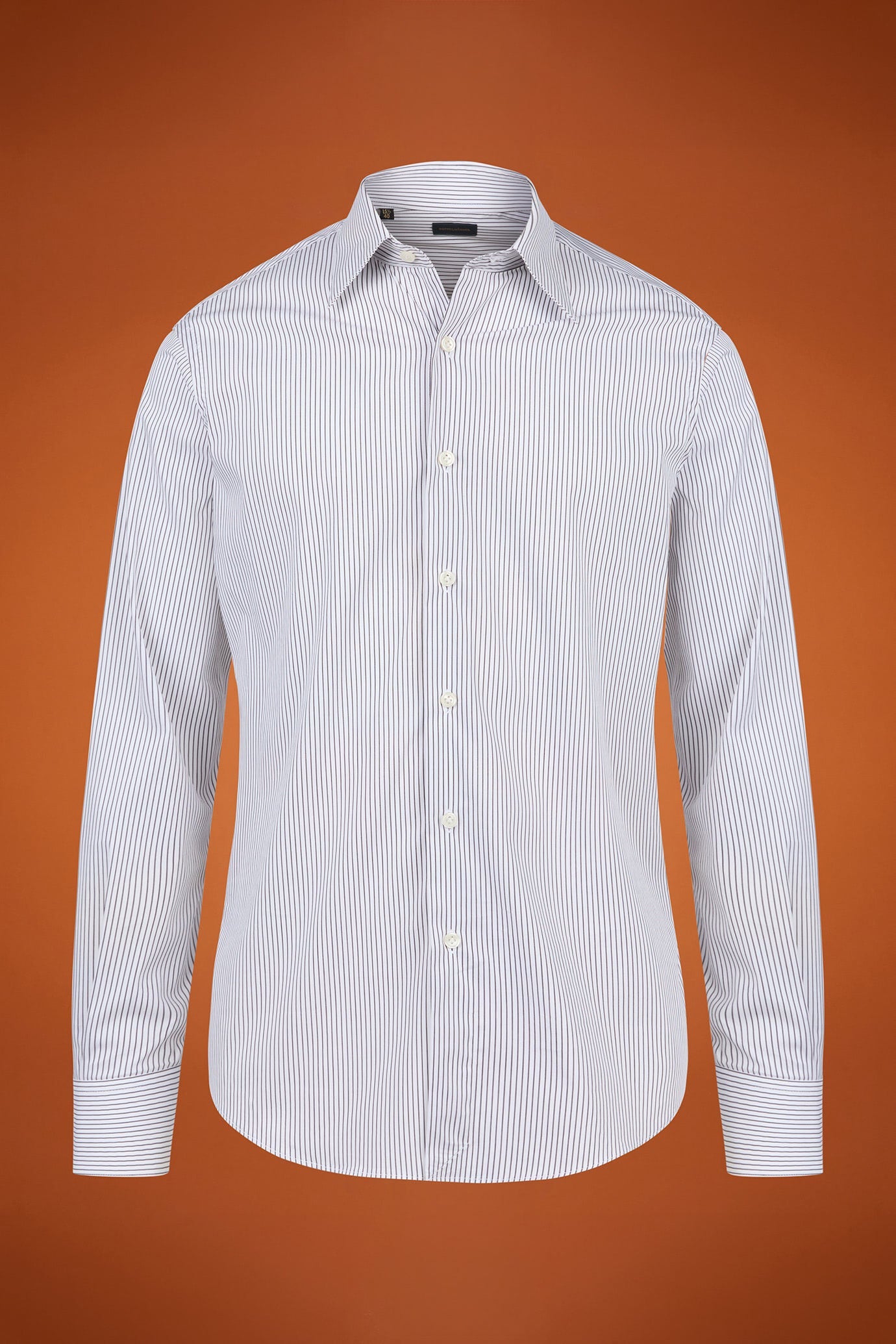 Men's regular fit classic shirt in yarn-dyed technical fabric with a classic collar