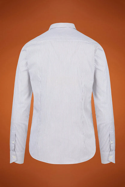 Men's regular fit classic shirt in yarn-dyed technical fabric with a classic collar