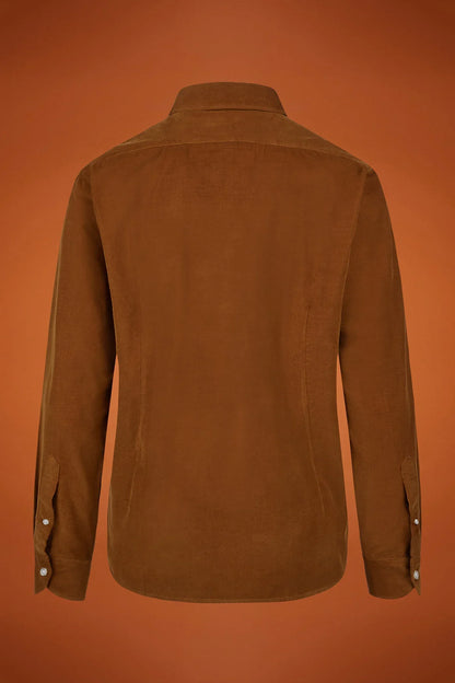 Men's comfort fit casual shirt with a classic collar in plain 100% cotton 21-wale corduroy