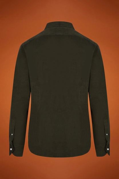 Men's comfort fit casual shirt with a classic collar in plain 100% cotton 21-wale corduroy