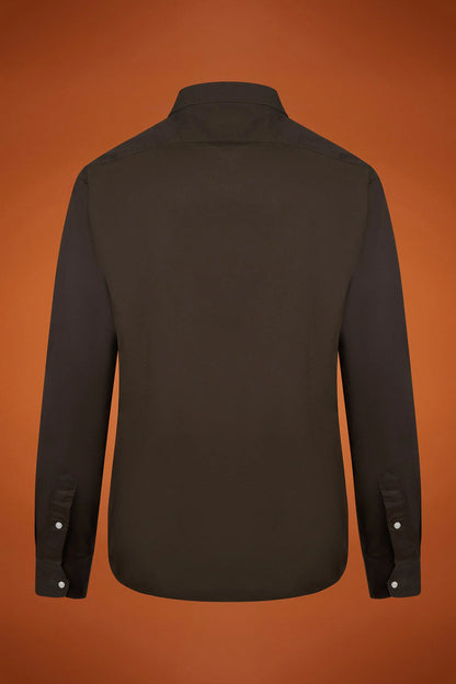 Men's comfort fit casual shirt with a classic collar in plain 100% cotton washed gabardine