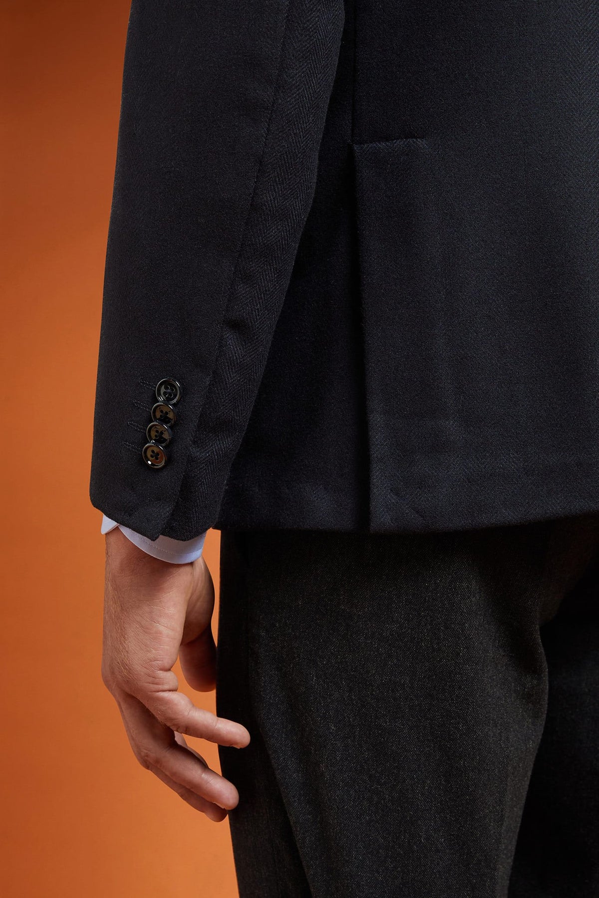 Men's classic single-breasted jacket in a regular fit, made from herringbone wool blend fabric
