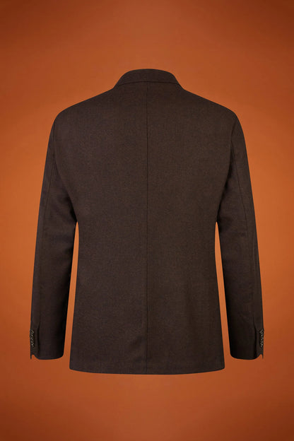 Men's classic single-breasted jacket in a regular fit, made from herringbone wool blend fabric