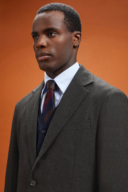 Men's classic single-breasted jacket in a regular fit, made from herringbone wool blend fabric