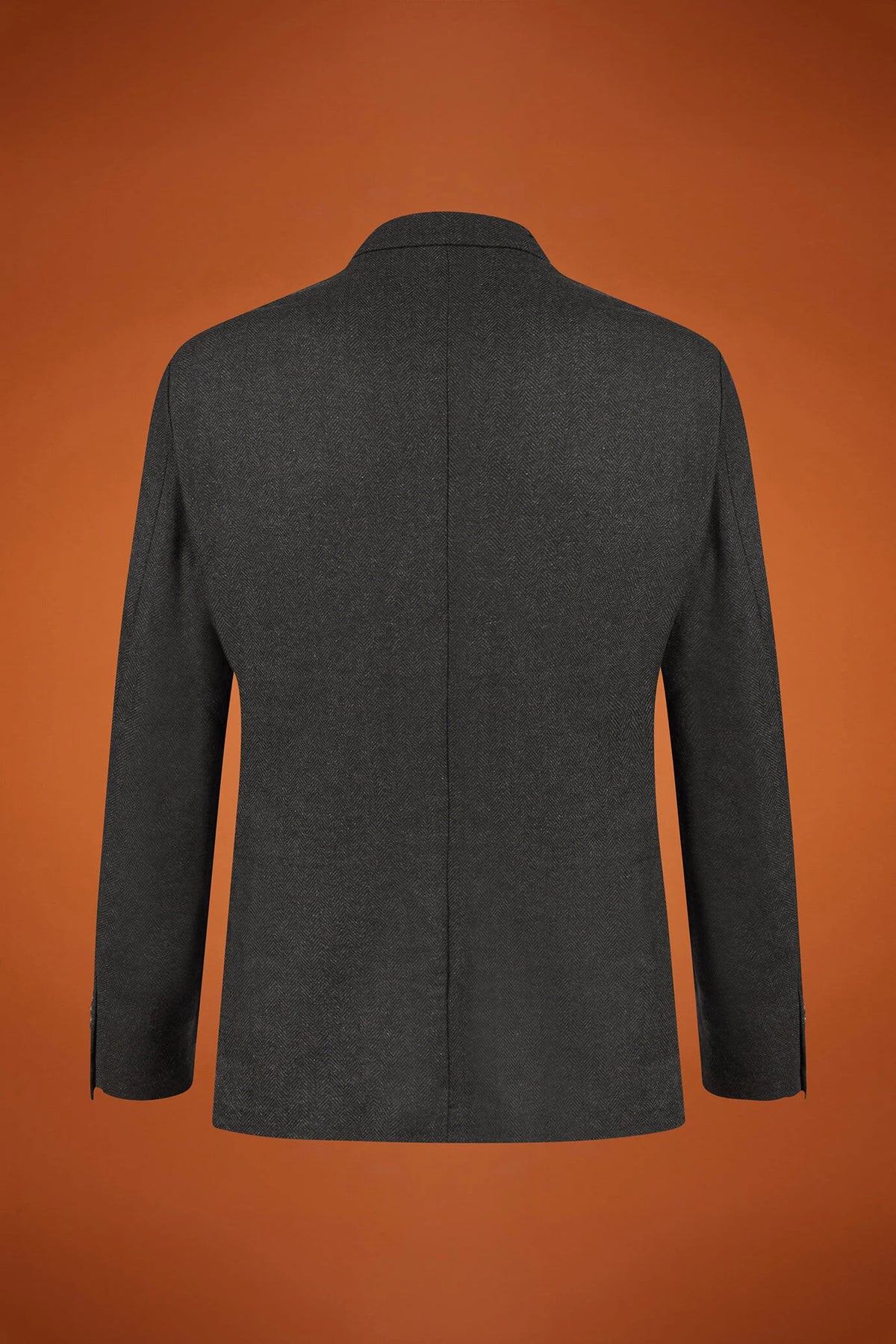 Men's classic single-breasted jacket in a regular fit, made from herringbone wool blend fabric