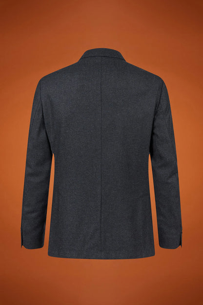 Men's classic single-breasted jacket in a regular fit, made from herringbone wool blend fabric