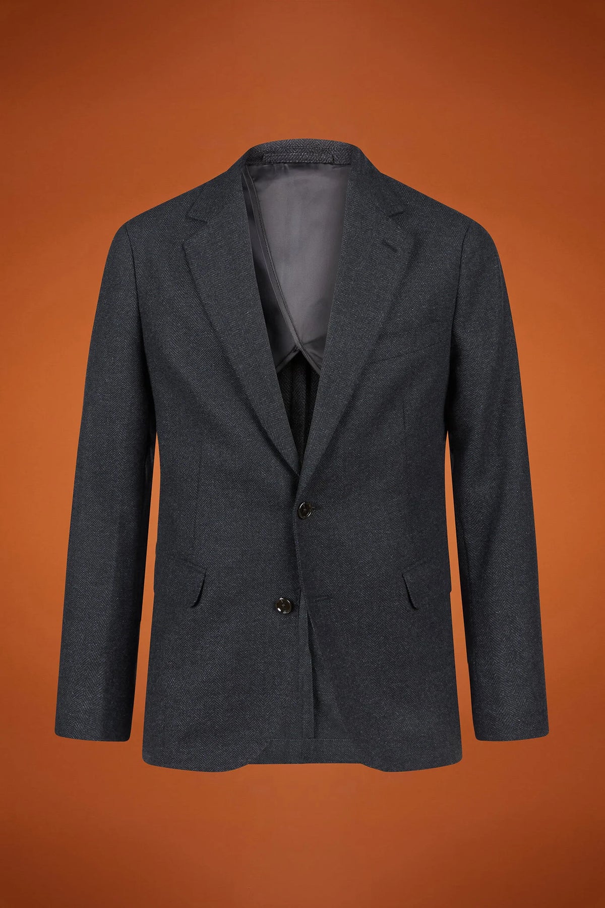 Men's classic single-breasted jacket in a regular fit, made from herringbone wool blend fabric