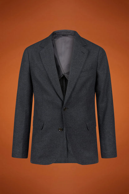 Men's classic single-breasted jacket in a regular fit, made from herringbone wool blend fabric