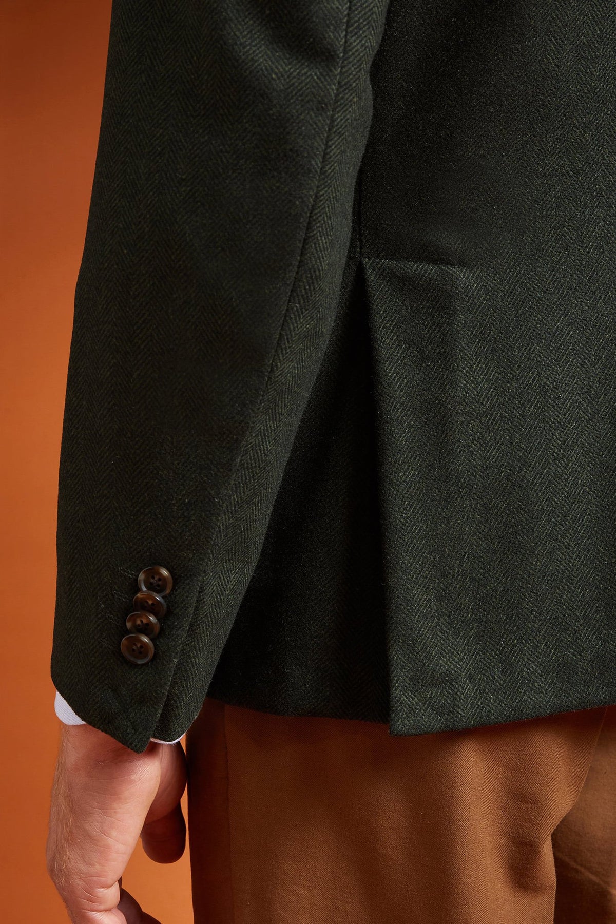 Men's classic single-breasted jacket in a regular fit, made from herringbone wool blend fabric