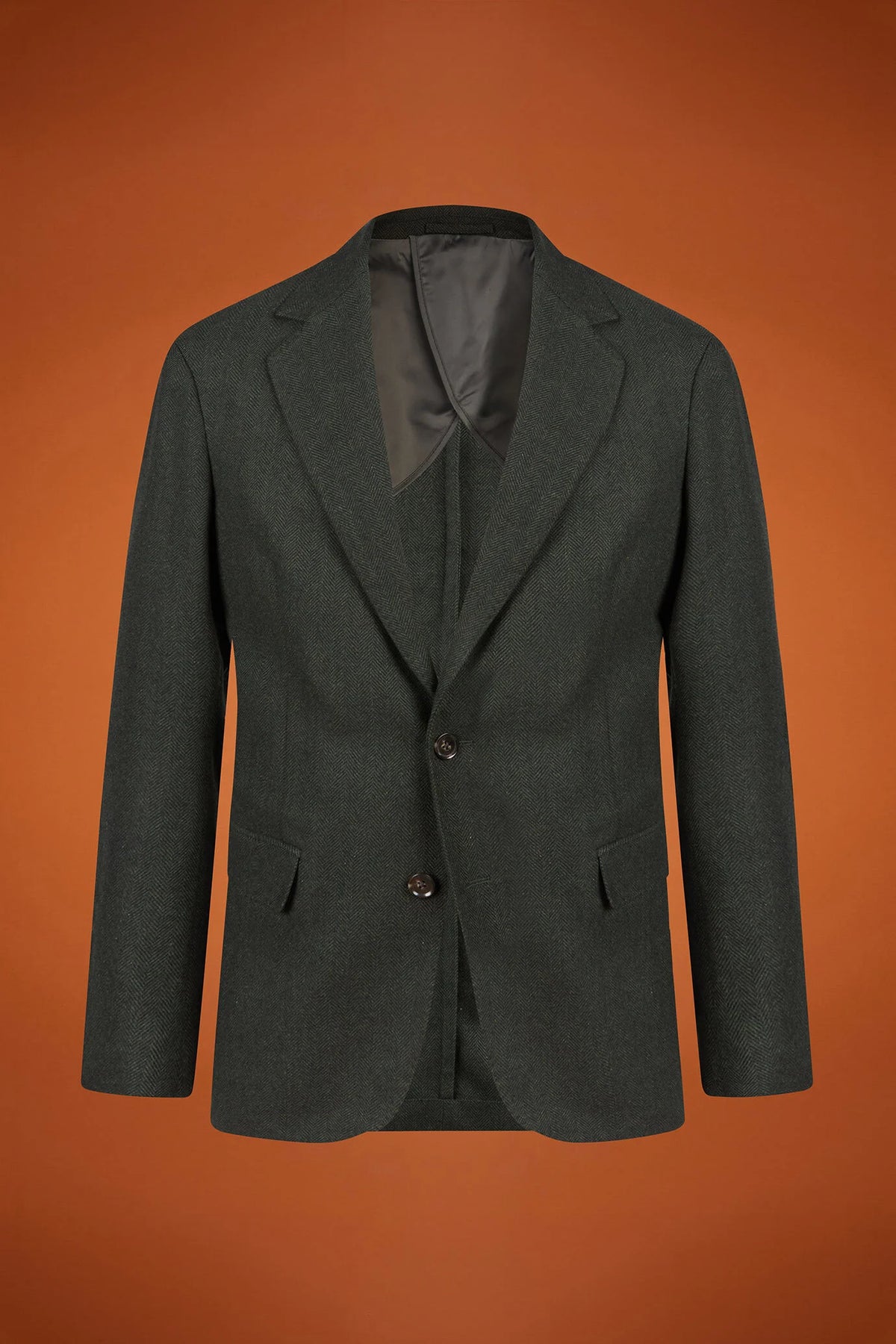 Men's classic single-breasted jacket in a regular fit, made from herringbone wool blend fabric