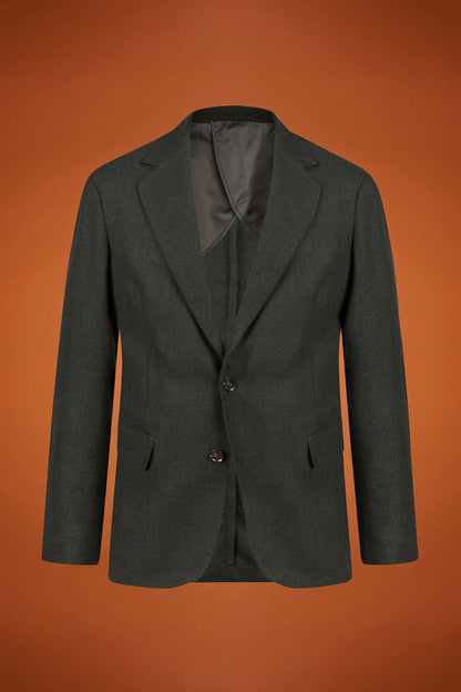 Men's classic single-breasted jacket in a regular fit, made from herringbone wool blend fabric