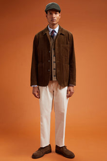 Men's regular fit jacket in 100% cotton velvet with three pockets