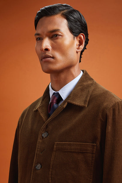 Men's regular fit jacket in 100% cotton velvet with three pockets