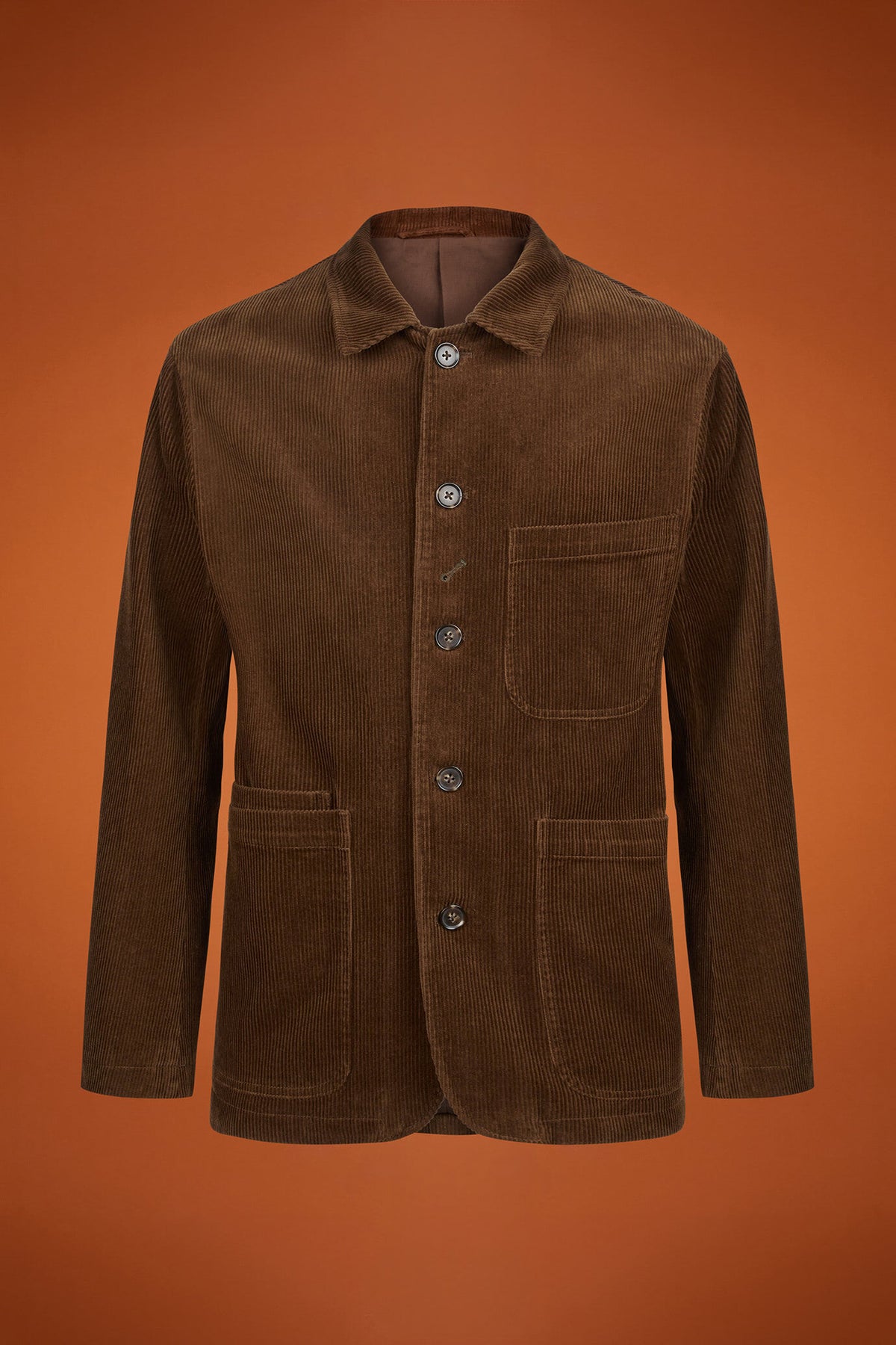 Men's regular fit jacket in 100% cotton velvet with three pockets