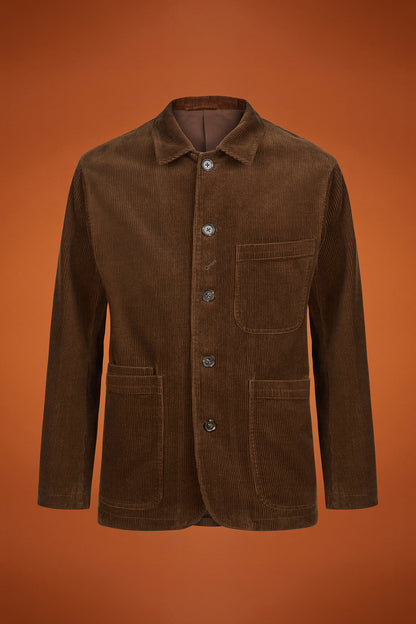 Men's regular fit jacket in 100% cotton velvet with three pockets